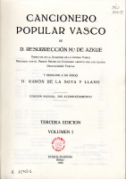Portada del libro Cancionero popyular vasco de Azkue (Euskaltzaindia, 1990)
